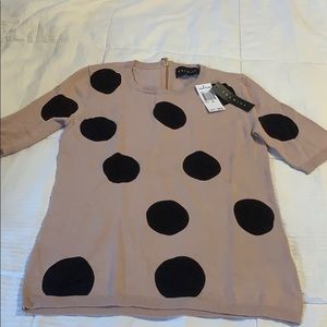 Short sleeved polka dot sweater shirt